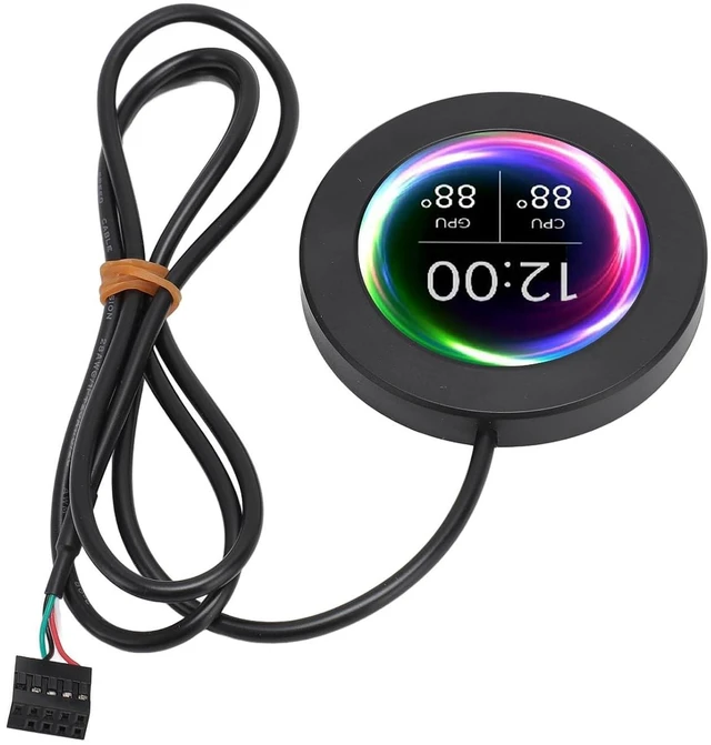Alt view image 4 of 7 - 2.1 Inch Ultra Bright AIO PC Temp Monitor for Water Cooling System PC Sensor Panel for, CPU Cooler Upgrade Kit for Gamers (Black)