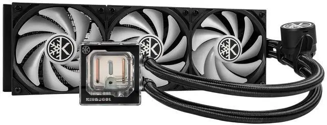 Alt view image 2 of 6 - KINGCOOL Pure Flow 360-360 mm AIO CPU Liquid Cooler ARGB Black, Enhanced 4500RPM Transparent Water Pump, 3X 120mm ARGB PWM Fan, 27mm Radiator, Compatible with LGA 1851/1700, AMD AM5/AM4