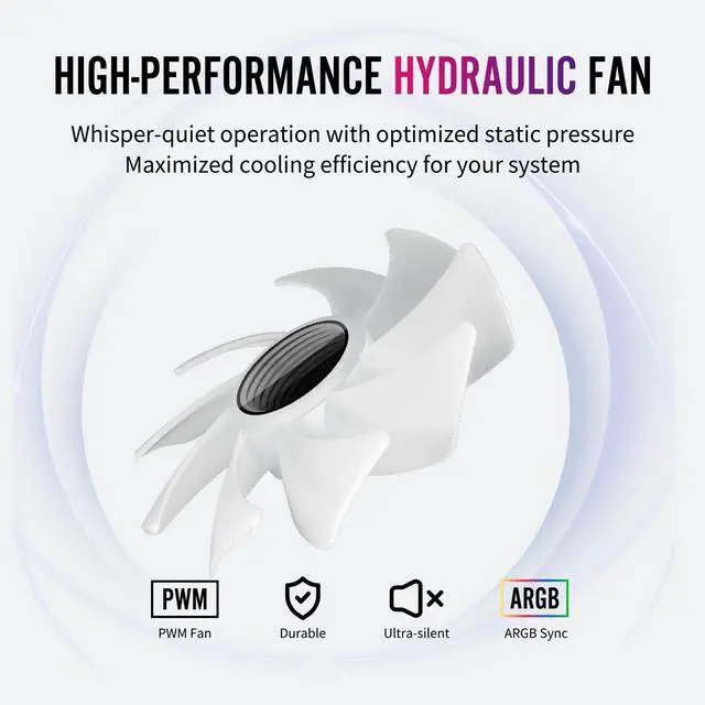 Alt view image 5 of 7 - 1ST PLAYER TS4 360mm ARGB White AIO CPU Cooler-Water Liquid Cooling System,Digital Display Screen|ARGB Light|300W TDP|PWM 3000RPM for AMD AM4/AM5,Intel LGA 115X/1200/1700/1851 (360mm White)