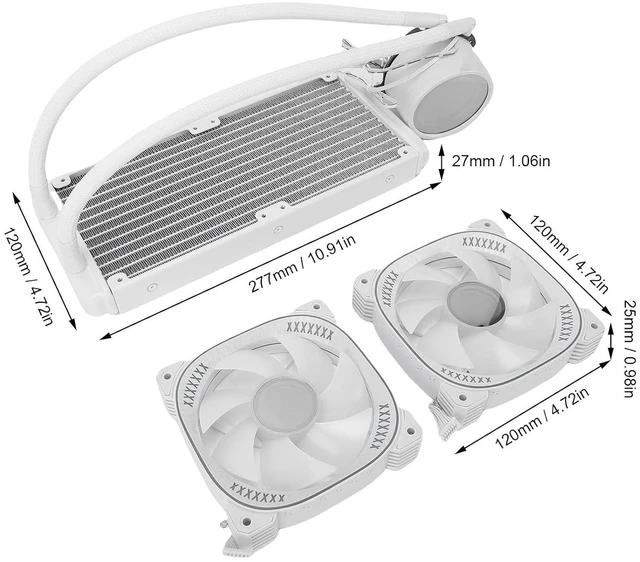 Alt view image 6 of 7 - Asixxsix ARGB Liquid CPU Cooler, 240mm Radiator, 2.2 Inch IPS LCD Screen Liquid Cooler for LGA1851 1700 1200 115X 1366 2011 2066 and Support & AM5 AM4 AM3 AM3+ AM2 FM2 FM2+ (White)