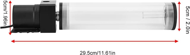 Alt view image 2 of 7 - DIY Water Cooling Acrylic Cylinder Reservoir 19W Pump G1/4 For PC Computer, Durable HeatResistant Tank For Enthusiasts, Thick Wall Design (210mm)
