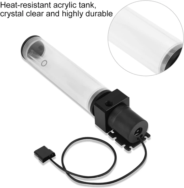 Alt view image 4 of 7 - DIY Water Cooling Acrylic Cylinder Reservoir 19W Pump G1/4 For PC Computer, Durable HeatResistant Tank For Enthusiasts, Thick Wall Design (210mm)