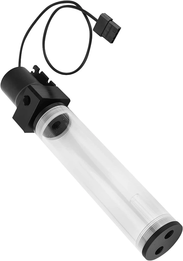 Alt view image 3 of 7 - DIY Water Cooling Acrylic Cylinder Reservoir 19W Pump G1/4 For PC Computer, Durable HeatResistant Tank For Enthusiasts, Thick Wall Design (210mm)