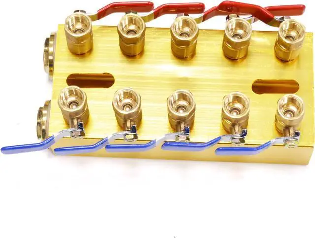Alt view image 6 of 7 - Multiports Water Manifold Aluminum Water Flows Controller 4/5/6/8In 4/5/6/8Out Handle for Inject Molding Equipment Machined Aluminum Cooling Flows Meter