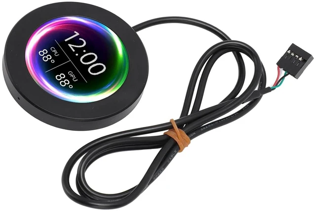 Alt view image 5 of 7 - 2 Inch AIO Computer Temp CPU Cooler LCD Display Upgrade Kit for Cooling Systems PC Sensor Panel for aida64 White Computer's Temperatu 2 Inch AIO Computer Temp Monitor2 1in CPU (Black)