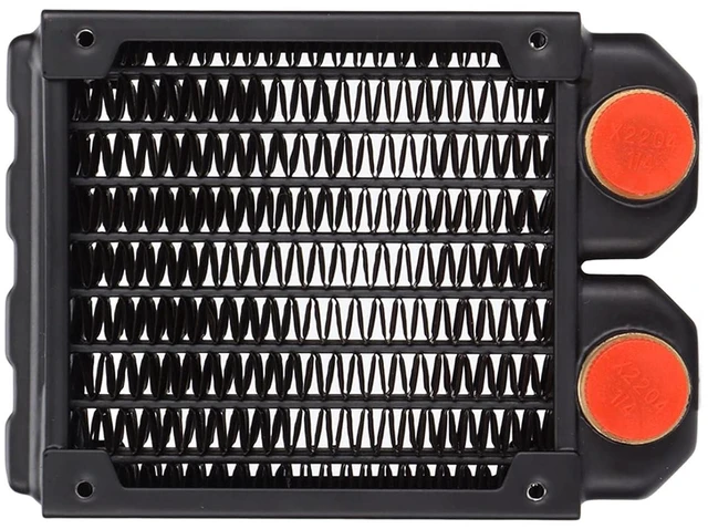 Alt view image 3 of 7 - ASHATA Copper Cooling Radiator Efficient Copper Fin Water Cooled 45mm Radiator for PC Liquid Cooling, Free Screws, Suitable for 8cm Fan Installation