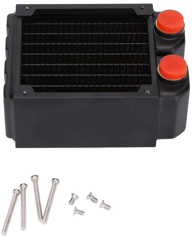 Alt view image 6 of 7 - ASHATA Copper Cooling Radiator Efficient Copper Fin Water Cooled 45mm Radiator for PC Liquid Cooling, Free Screws, Suitable for 8cm Fan Installation