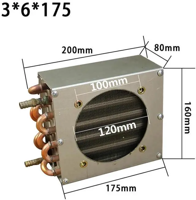 Alt view image 2 of 6 - Radiator Condenser Refrigerator Freezer air-Cooled Water-Cooled Aluminum fin and Copper Tube Heat Exchanger with Fan(Red)