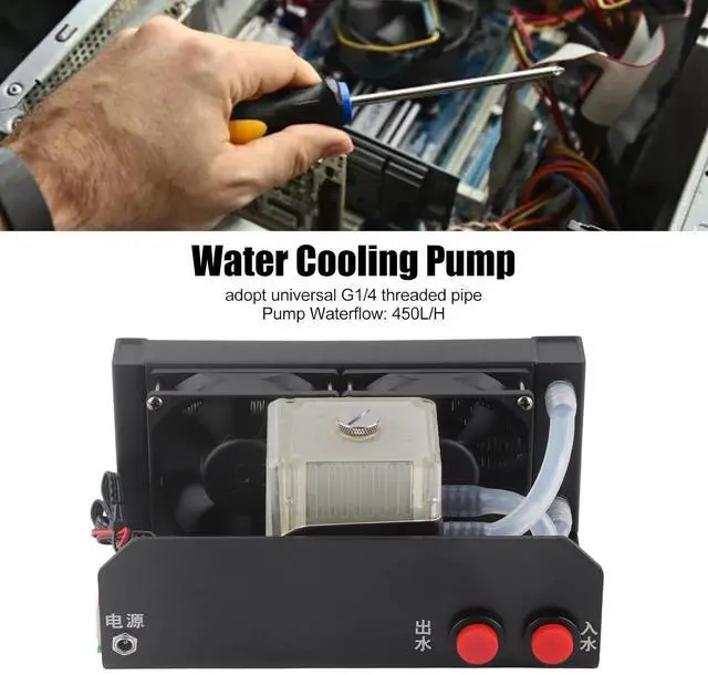 Alt view image 2 of 7 - Dual Fan Liquid CPU Cooler, Threaded Pipe D Port 4pin Water Cooling Computer Radiator, 3000RPM Water Cooling Systems for PC Desktop