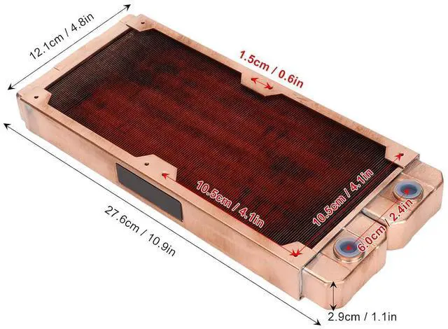 Alt view image 2 of 7 - Gearwell Water Cooling Radiator, All Copper PC Liquid Cooling Heat Exchanger with G1/4 Thread and 7mm Round Tube, Computer CPU Water Cooler Heatsink for PC Water Cooling System