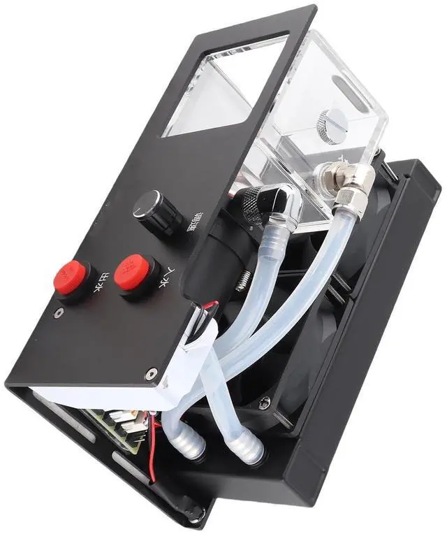 Alt view image 2 of 7 - Graphics Card Water Cooling Radiator, Aluminum Alloy Double Fan Cooler with Control Button, Efficient 600LH Pump for Gaming and Computer Setup
