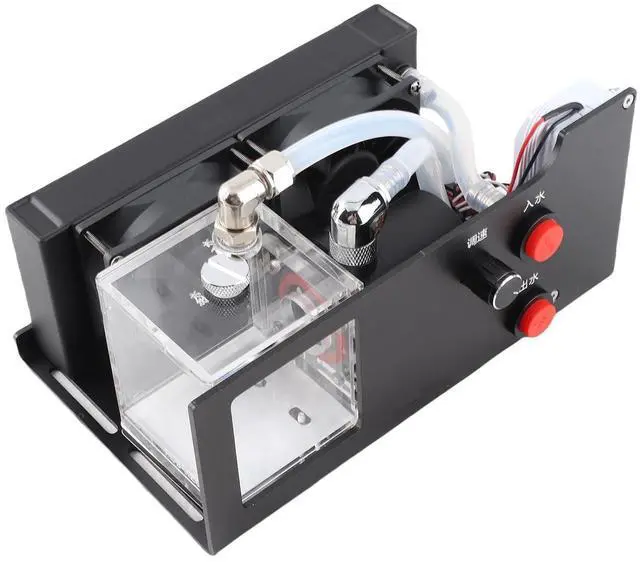 Alt view image 4 of 7 - Graphics Card Water Cooling Radiator, Aluminum Alloy Double Fan Cooler with Control Button, Efficient 600LH Pump for Gaming and Computer Setup