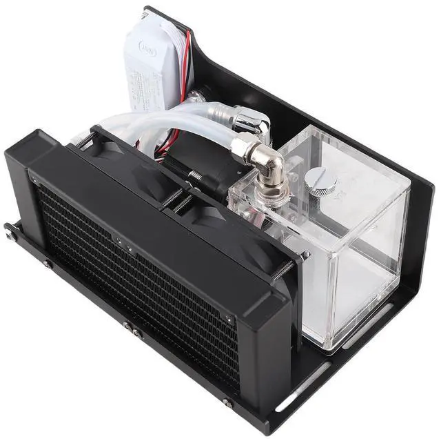 Alt view image 6 of 7 - Graphics Card Water Cooling Radiator, Aluminum Alloy Double Fan Cooler with Control Button, Efficient 600LH Pump for Gaming and Computer Setup