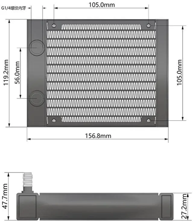 Alt view image 5 of 7 - Aluminum PC Water Cooling Radiator LP22-120 1/4inch Threaded Port for Liquid Cooling Computer Accessories