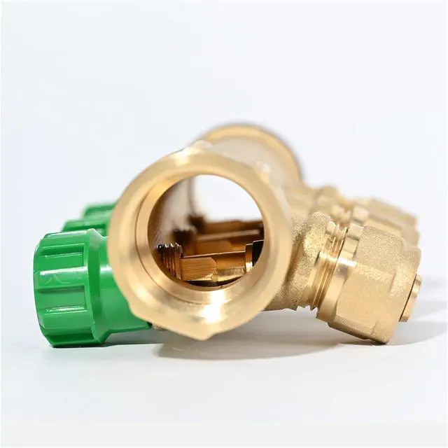 Alt view image 3 of 6 - G1"Modular Distribution Forged Brass Manifold with Shut-Off Valves for Domestic Water Systems,Radiant Heating and Cooling System(1pc 3ways)