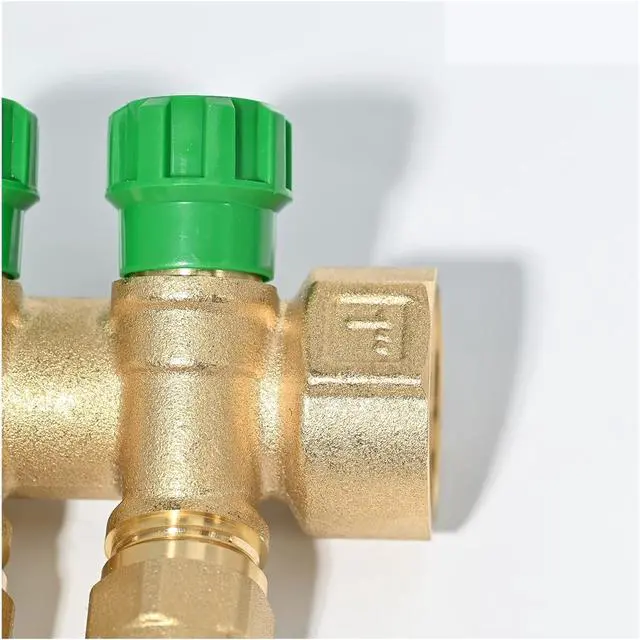 Alt view image 6 of 6 - G1"Modular Distribution Forged Brass Manifold with Shut-Off Valves for Domestic Water Systems,Radiant Heating and Cooling System(1pc 3ways)