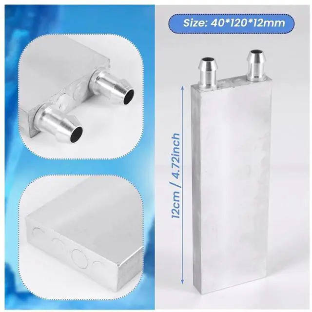 Alt view image 6 of 6 - Aluminum Water Cooling Block 1pc Aluminum Alloy CPU Radiator 40X120mm Water Cooling Block Liquid Cooler Heat Sink