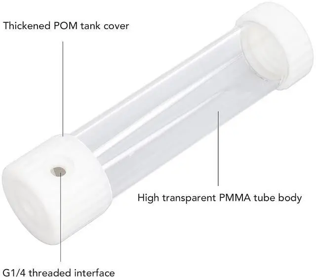 Alt view image 3 of 7 - Water Cooling Reservoir, 515ml PMMA POM Cylindrical CPU Water Cooler Reservoir System Heat Sink Kit, Built in Filter, for PC Computer (White)