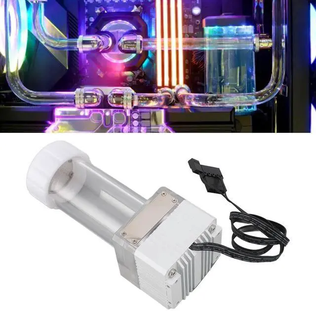 Alt view image 4 of 7 - Water Cooling Pump Tank High Performance 30 Mesh Filter Magnetic Levitation Sine Wave Drive 125ml Capacity G1/4 PC Water Cooling System Pump Reservoir Combo for Gaming PC Custom (White)