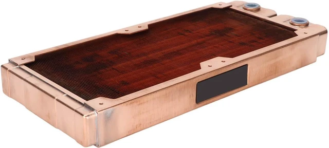 Alt view image 3 of 7 - EBTOOLS Water Cooling Radiator, TSRP ZT 240TG All Copper 7mm Round Tube Heat Sink, G1/4 Thread Industrial Computer Water Cooling Radiator, for 12cm/4.72in Fan