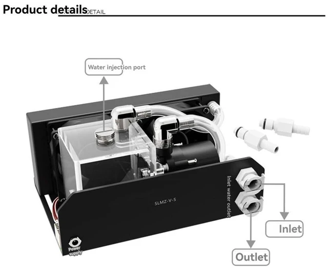 Alt view image 3 of 7 - Water Cooler Tank 300ML 80mm Fan 4000RPM 12V 10W for PC Water Cooling System 600L/H Water Cooling Pump 4 M Pump Head
