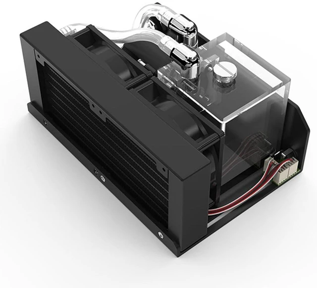 Alt view image 2 of 7 - Water Cooler Tank 300ML 80mm Fan 4000RPM 12V 10W for PC Water Cooling System 600L/H Water Cooling Pump 4 M Pump Head
