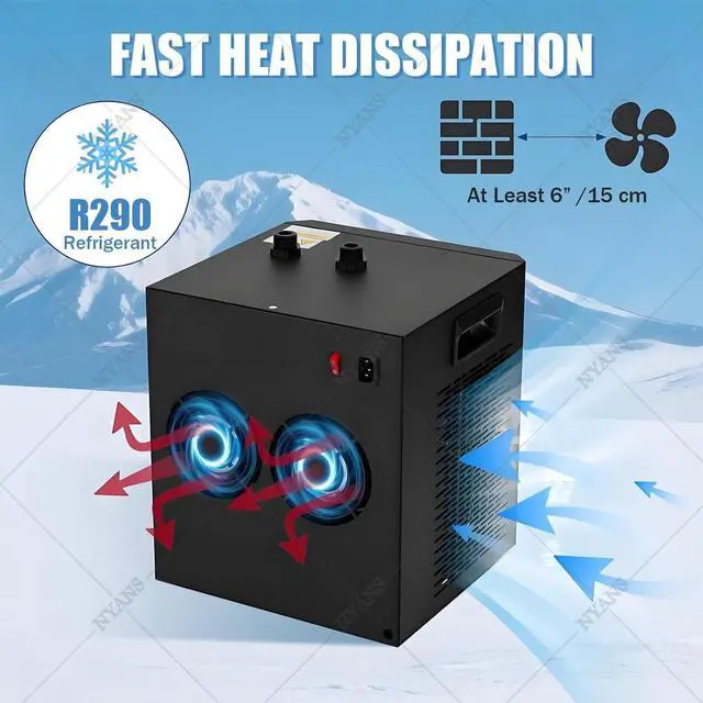 Alt view image 4 of 7 - Ice Bath Water Chiller for Cold Plunge Tubs, 1/3 HP Upgraded Ice Bath Chiller with External Filter Water Pump, Ideal for Cold Plunge Recovery Ice Bath Tubs Home Use Twinpumps