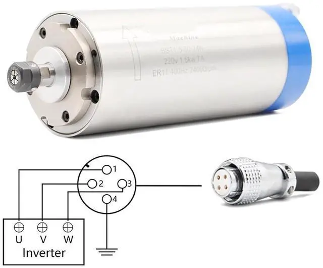 Alt view image 5 of 6 - Water Cooled Kit 1.5kw ER11 Water Cooling 80x200mm 0.01mm Accuracy 220v/380v & 80mm Bracket(380v)