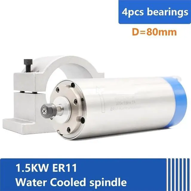 Alt view image 2 of 6 - Water Cooled Kit 1.5kw ER11 Water Cooling 80x200mm 0.01mm Accuracy 220v/380v & 80mm Bracket(380v)