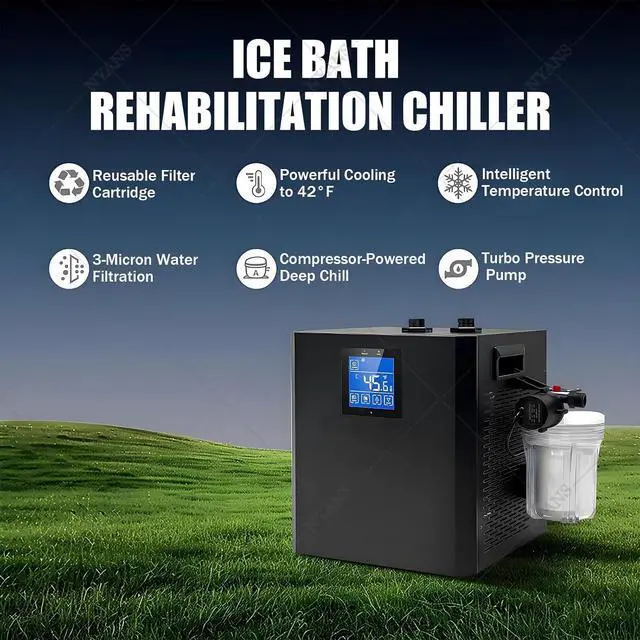 Alt view image 2 of 7 - Ice Bath Water Chiller for Cold Plunge Tubs, 1/3 HP Upgraded Ice Bath Chiller with External Filter Water Pump, Ideal for Cold Plunge Recovery Ice Bath Tubs Home Use Twinpumps