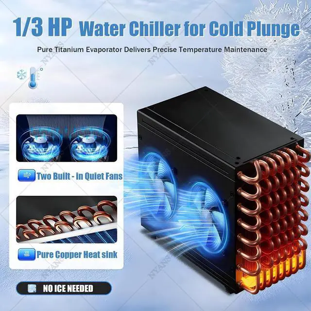 Alt view image 4 of 7 - Ice Bath Water Chiller for Cold Plunge Tubs, 1/3 HP Upgraded Cold Plunge Chiller with External Filter & Pump, Insulated Hoses, for Cold Therapy Recovery Twinpumps