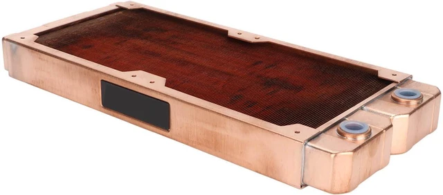 Alt view image 4 of 7 - EBTOOLS Water Cooling Radiator, TSRP ZT 240TG All Copper 7mm Round Tube Heat Sink, G1/4 Thread Industrial Computer Water Cooling Radiator, for 12cm/4.72in Fan