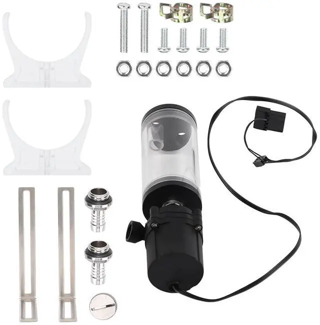 Alt view image 4 of 7 - EBTOOLS CPU Water Cooling System Pump Water Tank, Computer Cooling Tank PC Cylinder Pump System Leakproof Insulating