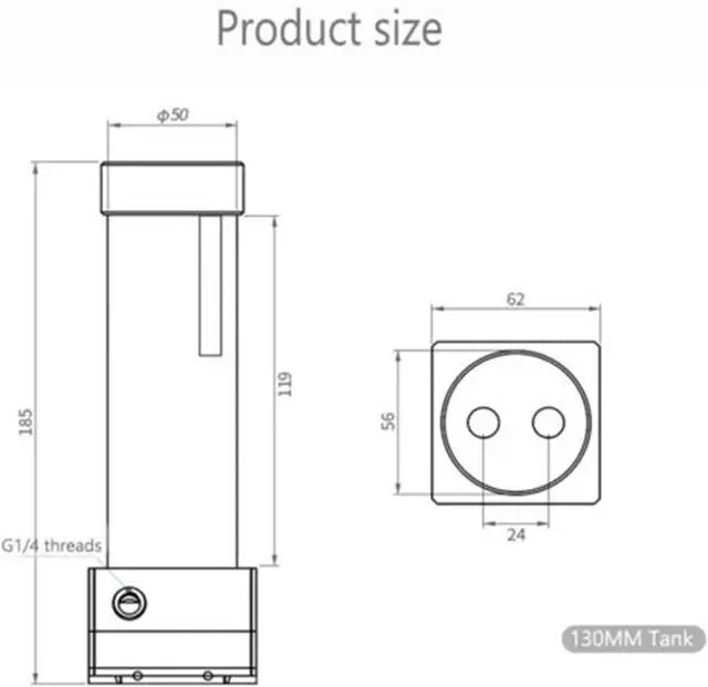 Alt view image 4 of 4 - Adjustable Small Submersible Pump Water Cooling Pump 130mm Tank G1/4 Thread DC12V PC Liquid System