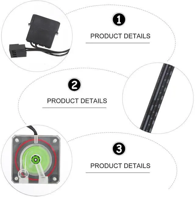 Alt view image 7 of 7 - Mikinona Water Cooling Pump Rate Thread Interface Durable Liquid Cooling System Replacement for DIY