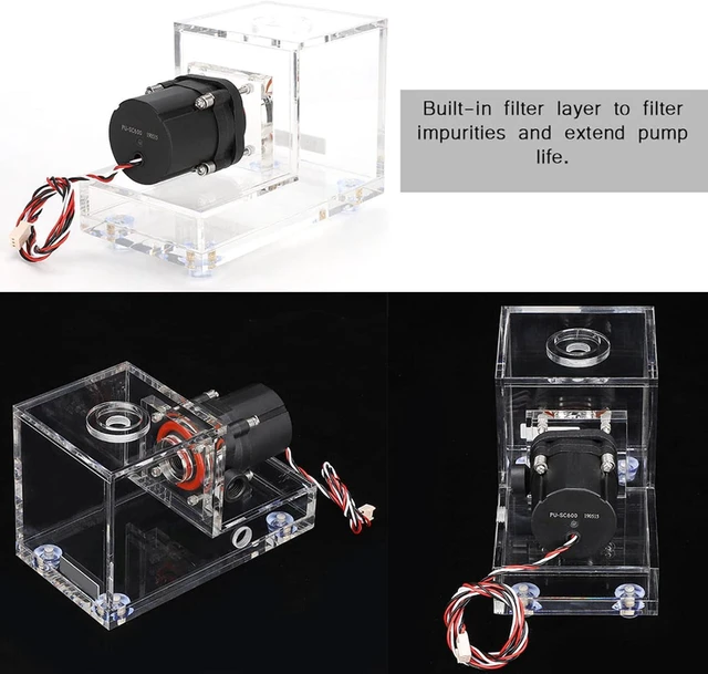 Alt view image 2 of 7 - Acrylic Water Cooling Tank SC600 Pump 600LH for DIY Water Cooled PC Builders