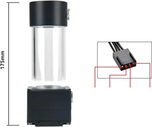 Alt view image 3 of 7 - H06D Pump/Reservoir Combo Water Pump Tank High Temperature Silent Water Cooling Consumable for Accessories, 100mm 12V, 175mm