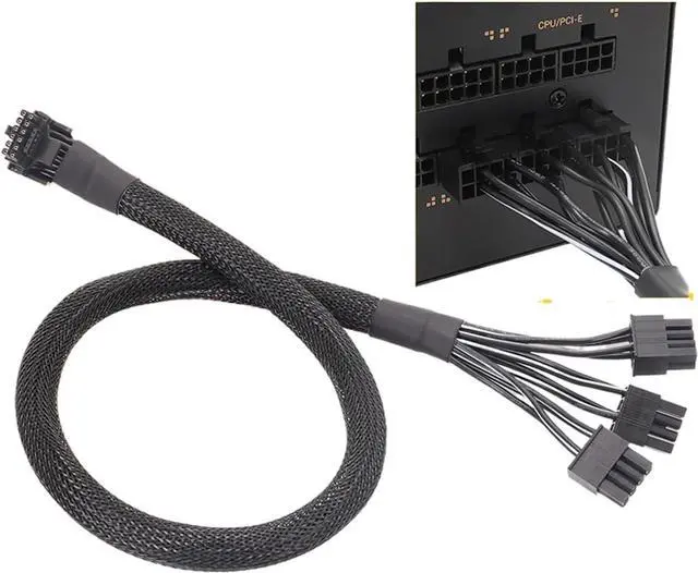 Main image of 12VHPWR Modular 2 * CPU 8-pin to 16 pin 3* CPU 8-pin Male RTX 4090 for Cooler Master V SFX V550 V650 V750 V850(80cm,Black 3X8PLA)