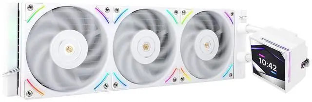 Main image of Hyper Vision 360 UB ARGB White 360mm AIO CPU Liquid Cooler, 4.3-Inch Magnetic LCD Screen, 480x480, 6400RPM Pump, 2150RPM PWM Fan Module, for Intel LGA1851/1700/1200 and AMD AM5/AM4