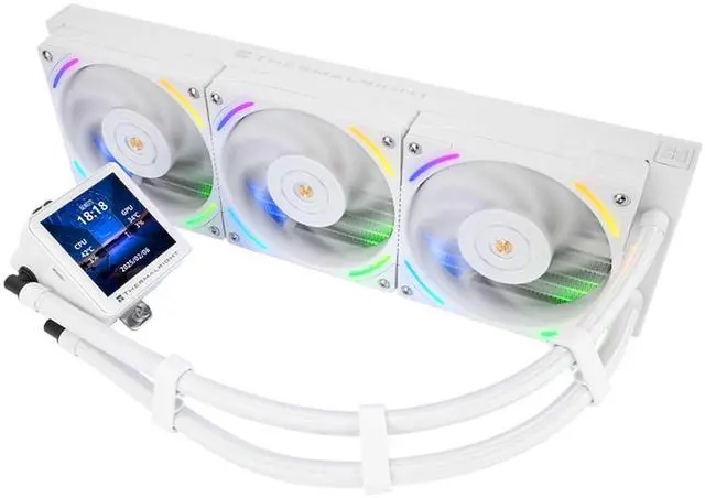 Main image of Frozen Vision 360 ARGB White V2 360mm AIO CPU Liquid Cooler, 2.88in IPS LCD Screen, 480x480 Resolution, 2150RPM PWM ARGB Fans, for AMD and Intel