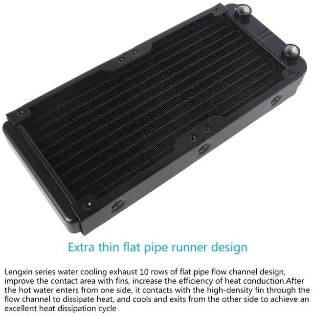 Alt view image 2 of 7 - 240mm 10 Tube Computer Water Cooling Radiator G1/4 Female Thread Heat Dissipation for Computer PC CPU Water Cool