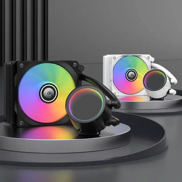 Alt view image 4 of 7 - Aluminum CPU Liquid Cooler RGB CPU Water Cooler PWM & Fans CPU Liquid Cooler Good Heat Dissipation