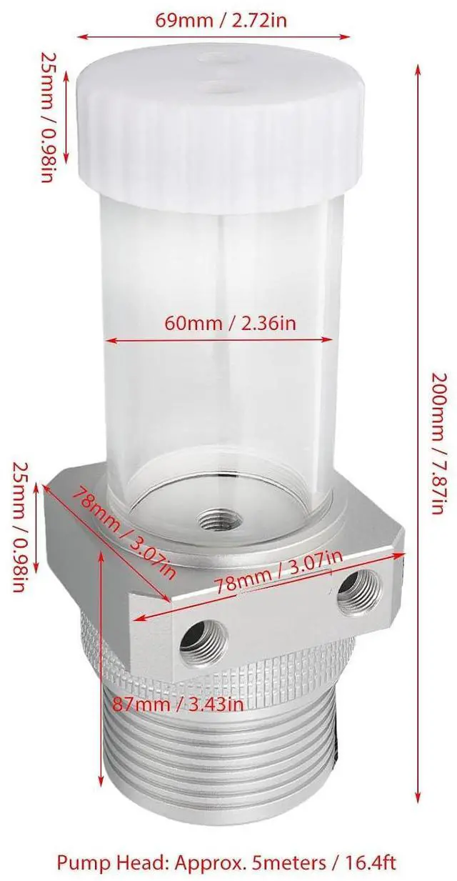 Alt view image 5 of 7 - Pump Reservoir Combo, 5900RPM Cooling Heat Exchanger Water Pump with 30 Mesh Filter, 200ml Water Cooling with PWM Automatic Speed Regulation, for Water Cooling Syste (Silver)