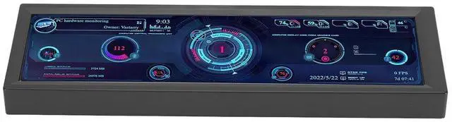Main image of CPU Hardware Temperature Display, Brightness Adjustable 1920x480 Resolution 8.8 Inch PC Temperature Display for Laptop (Black)
