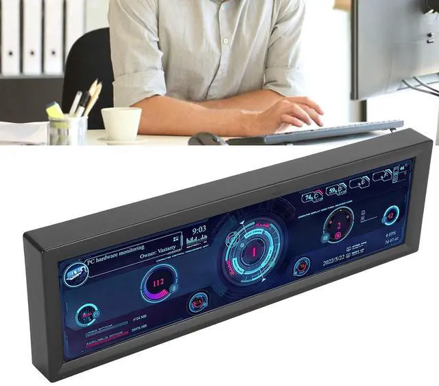 Alt view image 2 of 7 - CPU Hardware Temperature Display, Brightness Adjustable 1920x480 Resolution 8.8 Inch PC Temperature Display for Laptop (Black)