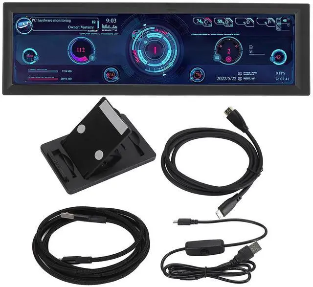 Alt view image 5 of 7 - CPU Hardware Temperature Display, Brightness Adjustable 1920x480 Resolution 8.8 Inch PC Temperature Display for Laptop (Black)