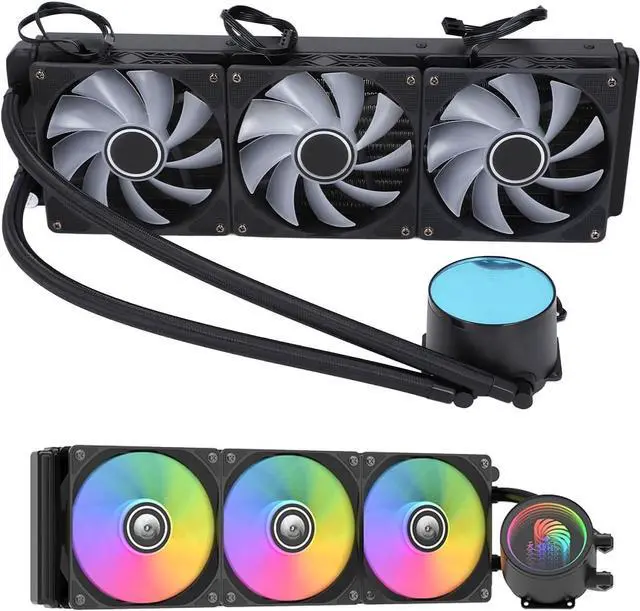 Main image of 360mm AIO CPU Liquid Cooler, PWM Control CPU Water Cooler with RGB Light, CPU Radiator Fan for LGA 1700/1200/2066/2011-3/2011/1156/1155/1151/1150, AM5/AM4/AM3+ AM2+ FM2+ FM2
