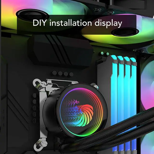 Alt view image 2 of 7 - 360mm AIO CPU Liquid Cooler, PWM Control CPU Water Cooler with RGB Light, CPU Radiator Fan for LGA 1700/1200/2066/2011-3/2011/1156/1155/1151/1150, AM5/AM4/AM3+ AM2+ FM2+ FM2