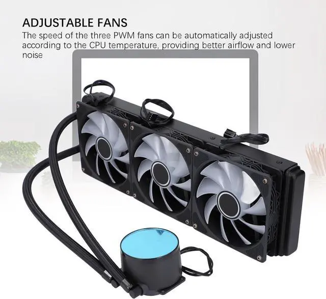Alt view image 6 of 7 - 360mm AIO CPU Liquid Cooler, PWM Control CPU Water Cooler with RGB Light, CPU Radiator Fan for LGA 1700/1200/2066/2011-3/2011/1156/1155/1151/1150, AM5/AM4/AM3+ AM2+ FM2+ FM2
