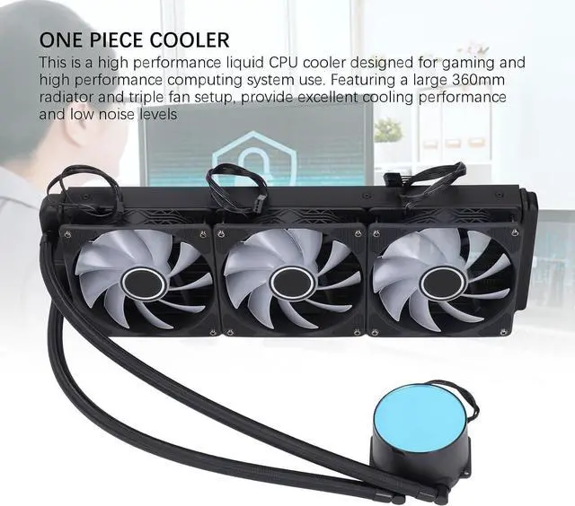 Alt view image 5 of 7 - 360mm AIO CPU Liquid Cooler, PWM Control CPU Water Cooler with RGB Light, CPU Radiator Fan for LGA 1700/1200/2066/2011-3/2011/1156/1155/1151/1150, AM5/AM4/AM3+ AM2+ FM2+ FM2